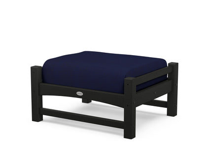 POLYWOOD® Club Ottoman in Black / Navy