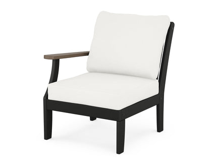 POLYWOOD® Braxton Modular Left Arm Chair in Black / Kona / Natural Linen
