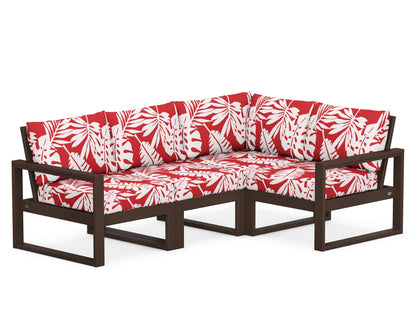 POLYWOOD® EDGE 4-Piece Modular Deep Seating Set in Mahogany / Leaf Crimson