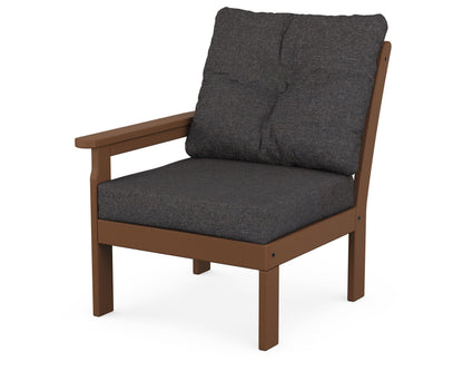 POLYWOOD® Vineyard Modular Left Arm Chair in Teak / Ash Charcoal
