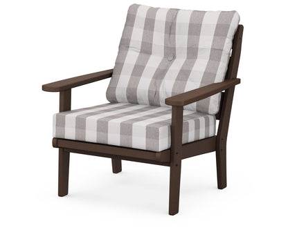 POLYWOOD® Lakeside Deep Seating Chair in Mahogany / Buffalo Plaid Grey Mist
