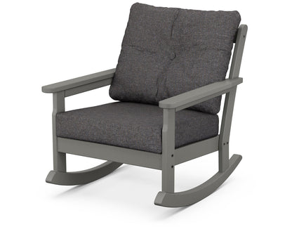 POLYWOOD® Vineyard Deep Seating Rocking Chair in Slate Grey / Ash Charcoal