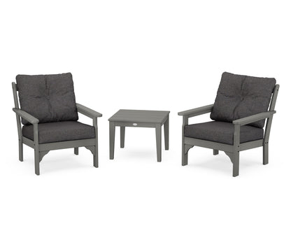 POLYWOOD® Vineyard 3-Piece Deep Seating Set in Slate Grey / Ash Charcoal
