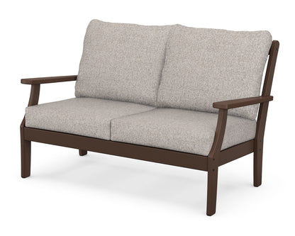 POLYWOOD® Braxton Deep Seating Loveseat in Mahogany / Weathered Tweed