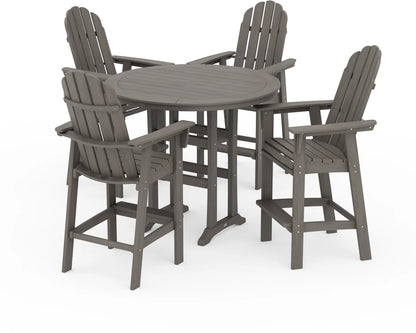 Vineyard Curveback Adirondack 5-Piece Nautical Trestle Bar Set