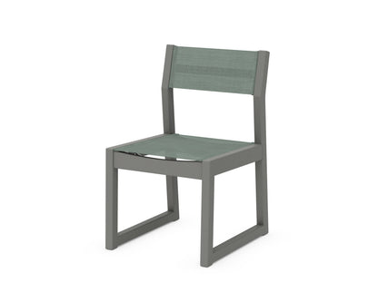 POLYWOOD® EDGE Sling Dining Side Chair in Slate Grey / Dupioni Sea Mist Sling