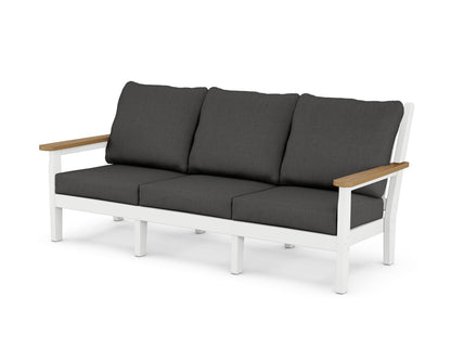 POLYWOOD® Chippendale Deep Seating Sofa in White / Natural / Spectrum Carbon