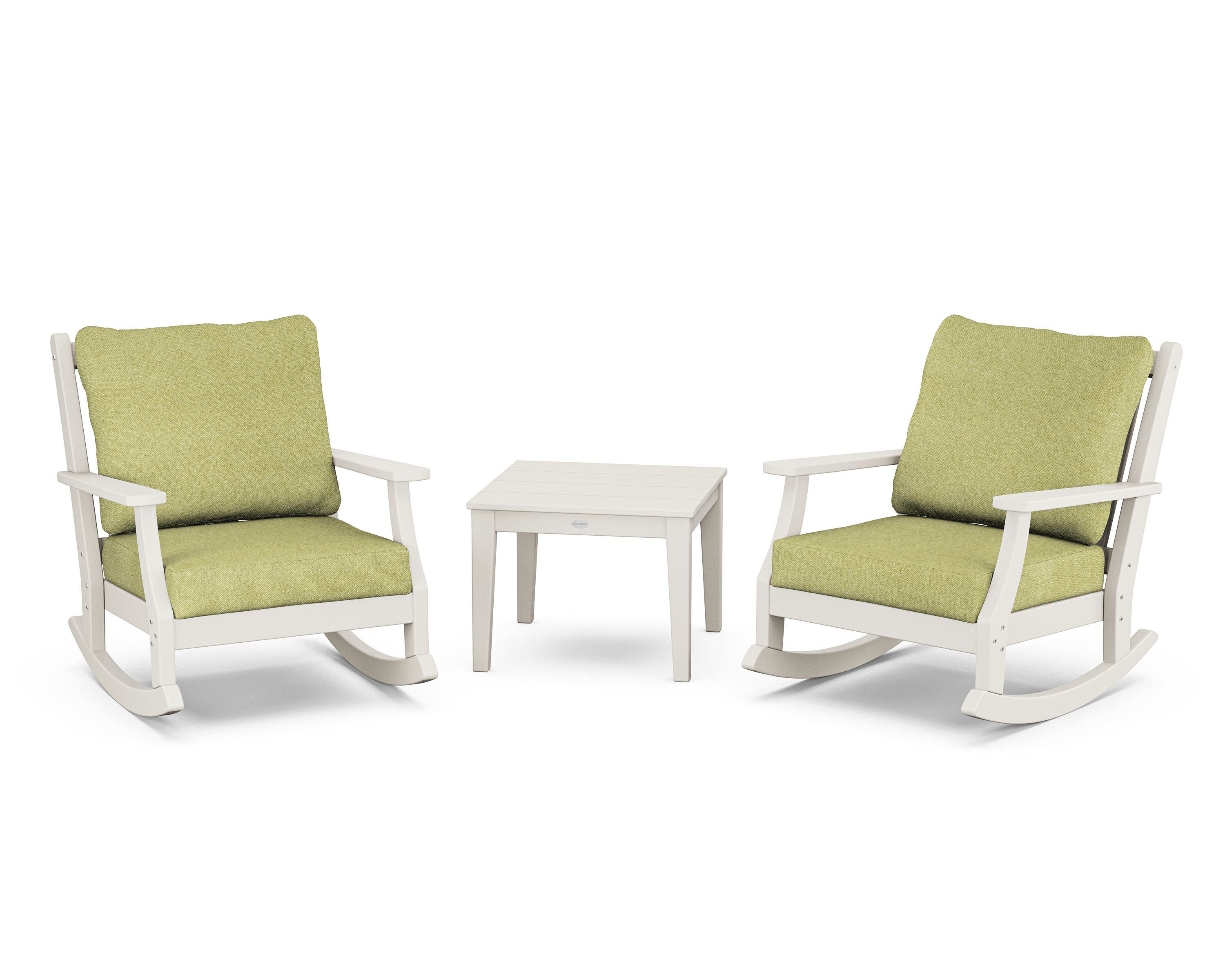 Country Living Wovendale 3-Piece Deep Seating Rocker Set in Sand / Chartreuse Boucle