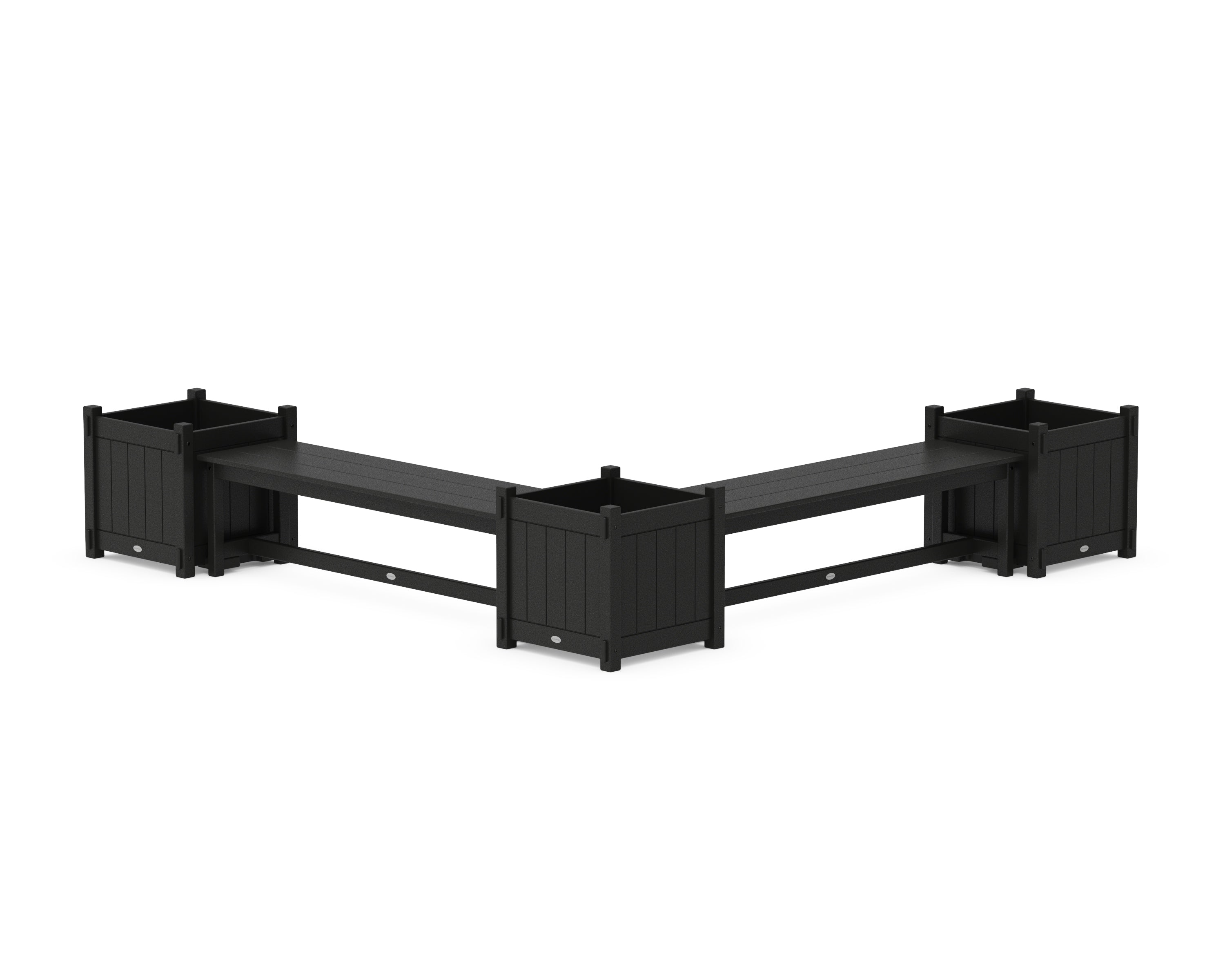 POLYWOOD® 60" Vineyard L- Shaped Planter Bench Corner Set - Large in Black