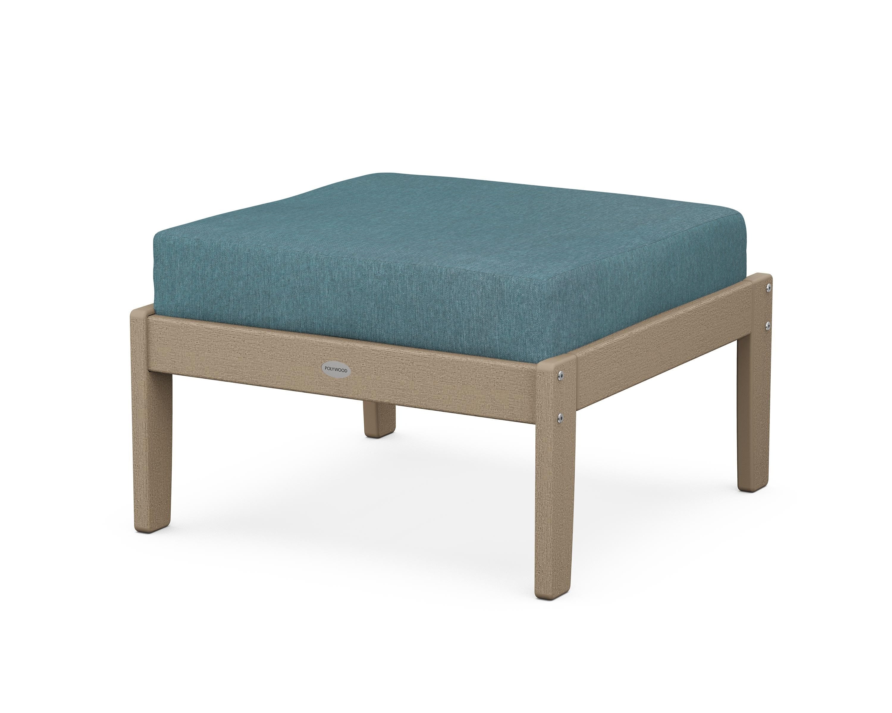 POLYWOOD® Braxton Deep Seating Ottoman in Vintage Sahara / Ocean Teal