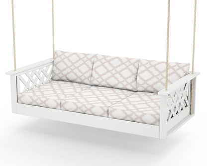 Country Living Wovendale Daybed Swing in White / Trellis Dune Burlap
