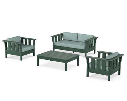 Martha Stewart by POLYWOOD® Acadia 4-Piece Deep Seating Set with Loveseat in Green / Glacier Spa