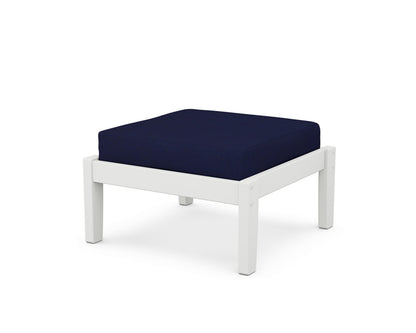 Unbranded Deep Seating Ottoman in White / Navy