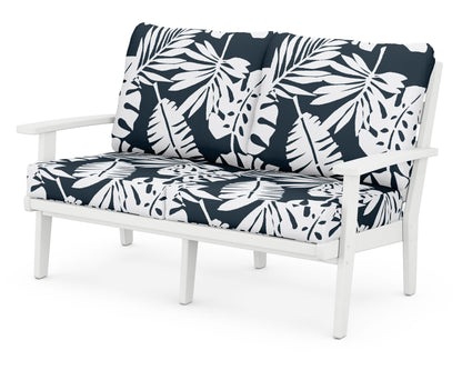 POLYWOOD® Grant Park Deep Seating Loveseat in White / Leaf Marine Indigo