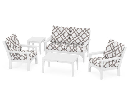 Vineyard 5 Piece Deep Seating Set - White