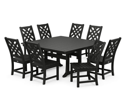 Country Living Wovendale Side Chair 9-Piece Square Dining Set with Trestle Legs in Black