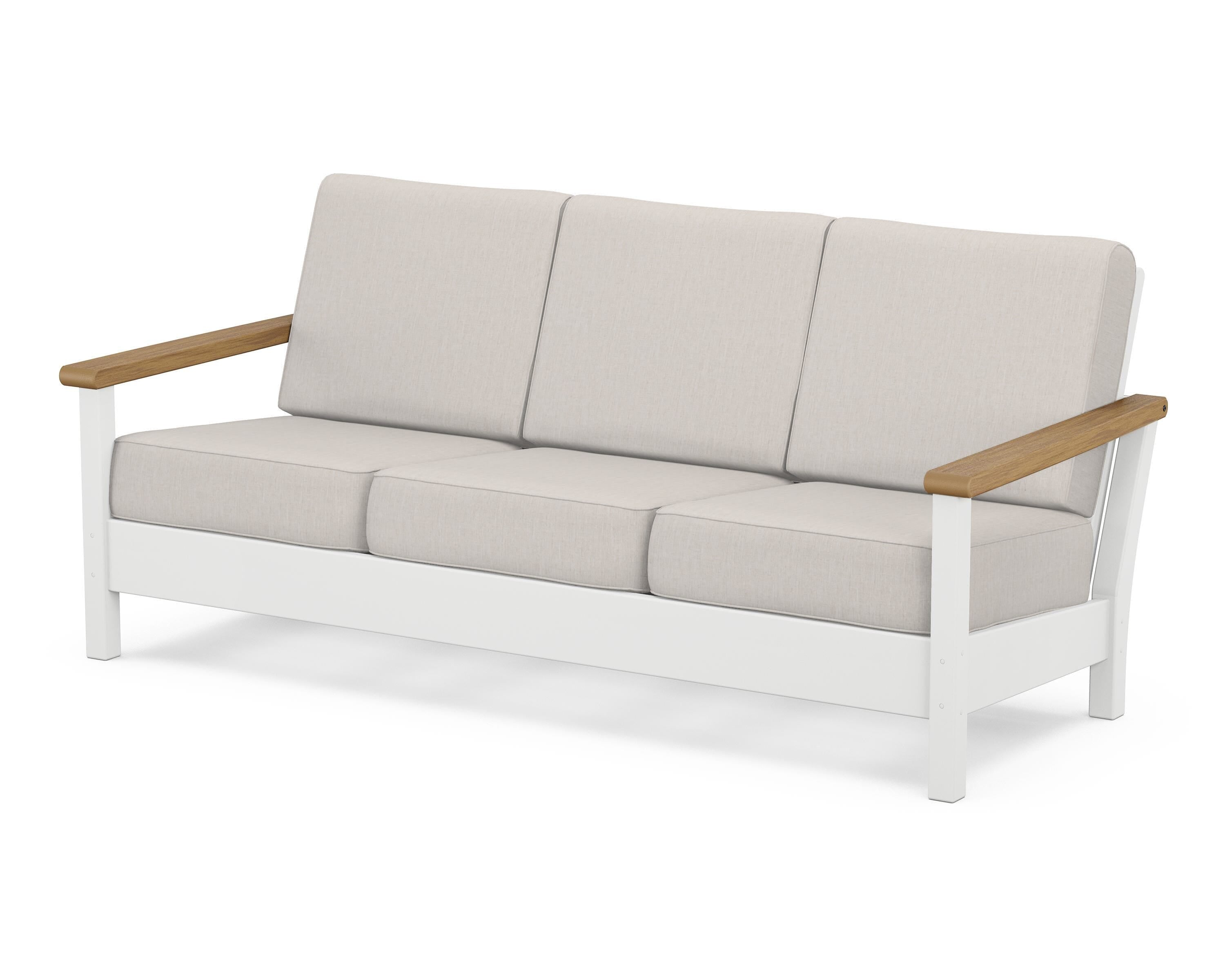 POLYWOOD® Harbour Deep Seating Sofa in White / Natural / Cast Ash