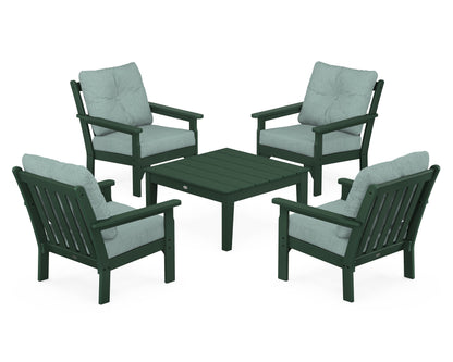 POLYWOOD® Vineyard 5-Piece Deep Seating Conversation Set in Green / Glacier Spa