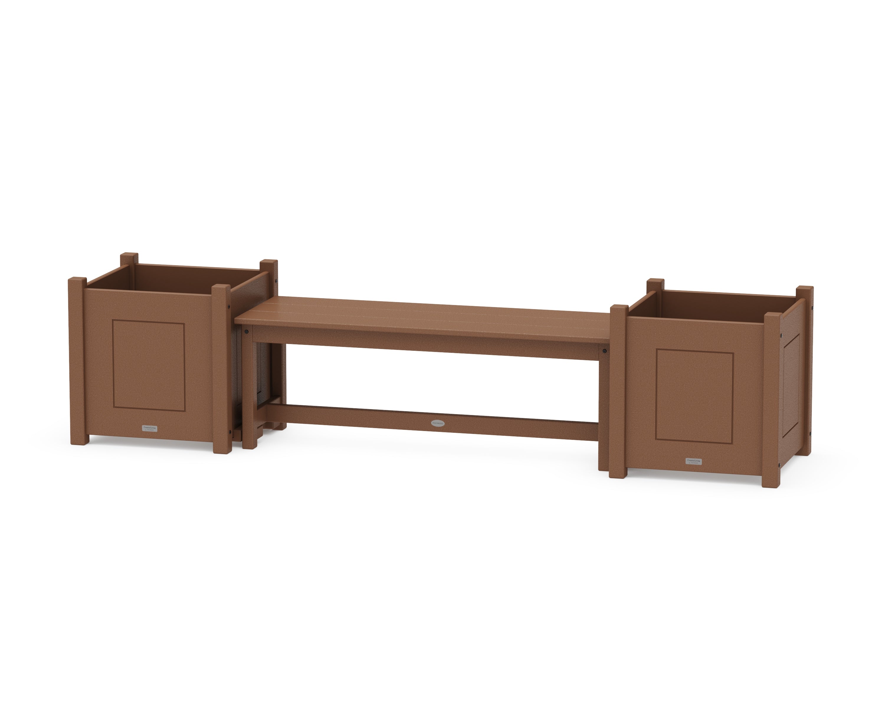 POLYWOOD® 48" Country Living Straight Planter Bench Set - Large in Teak