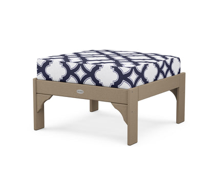 POLYWOOD¬Æ Vineyard Deep Seating Ottoman in Vintage Sahara / Trellis Navy