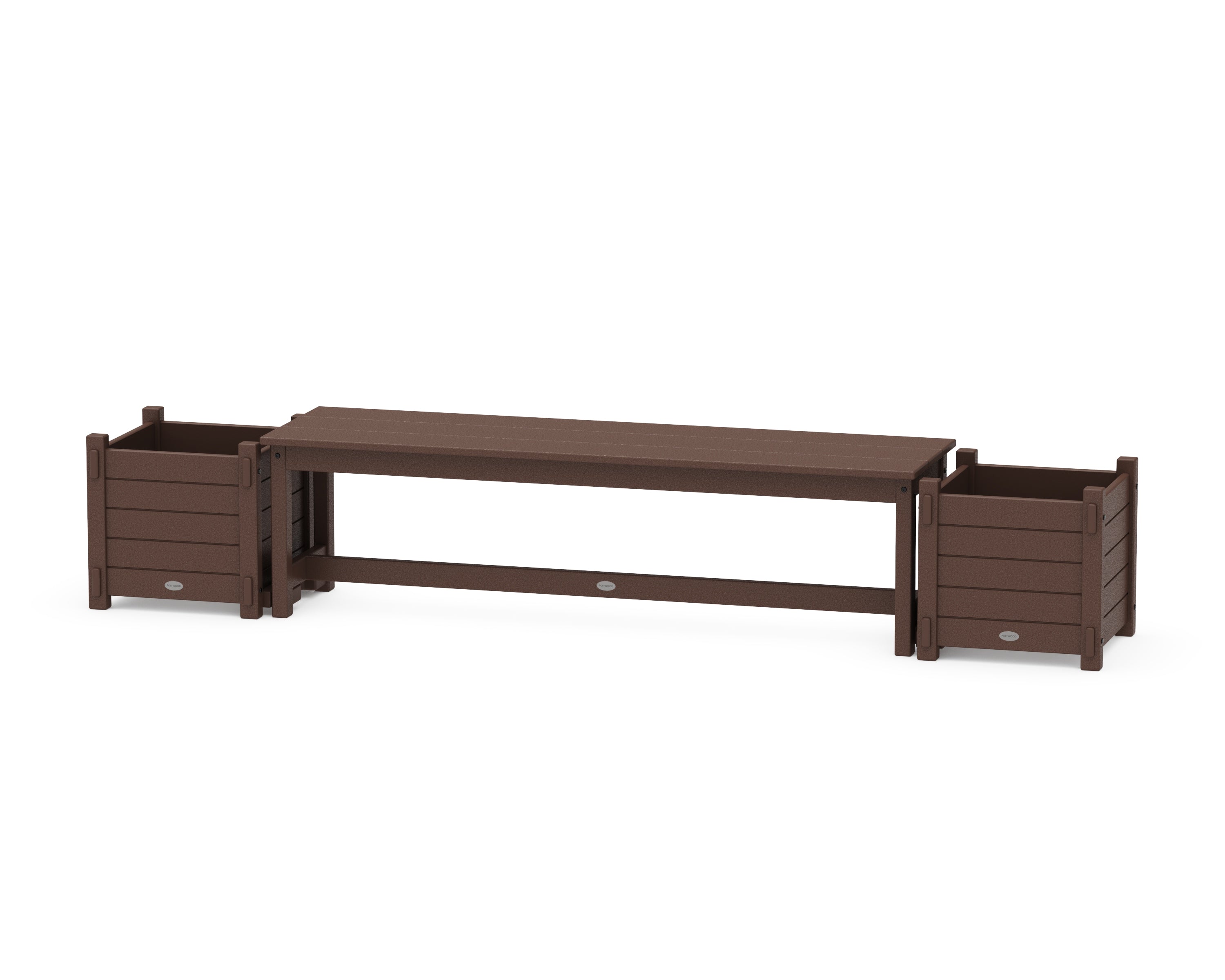 POLYWOOD® 60" Nautical Straight Planter Bench Set in Mahogany