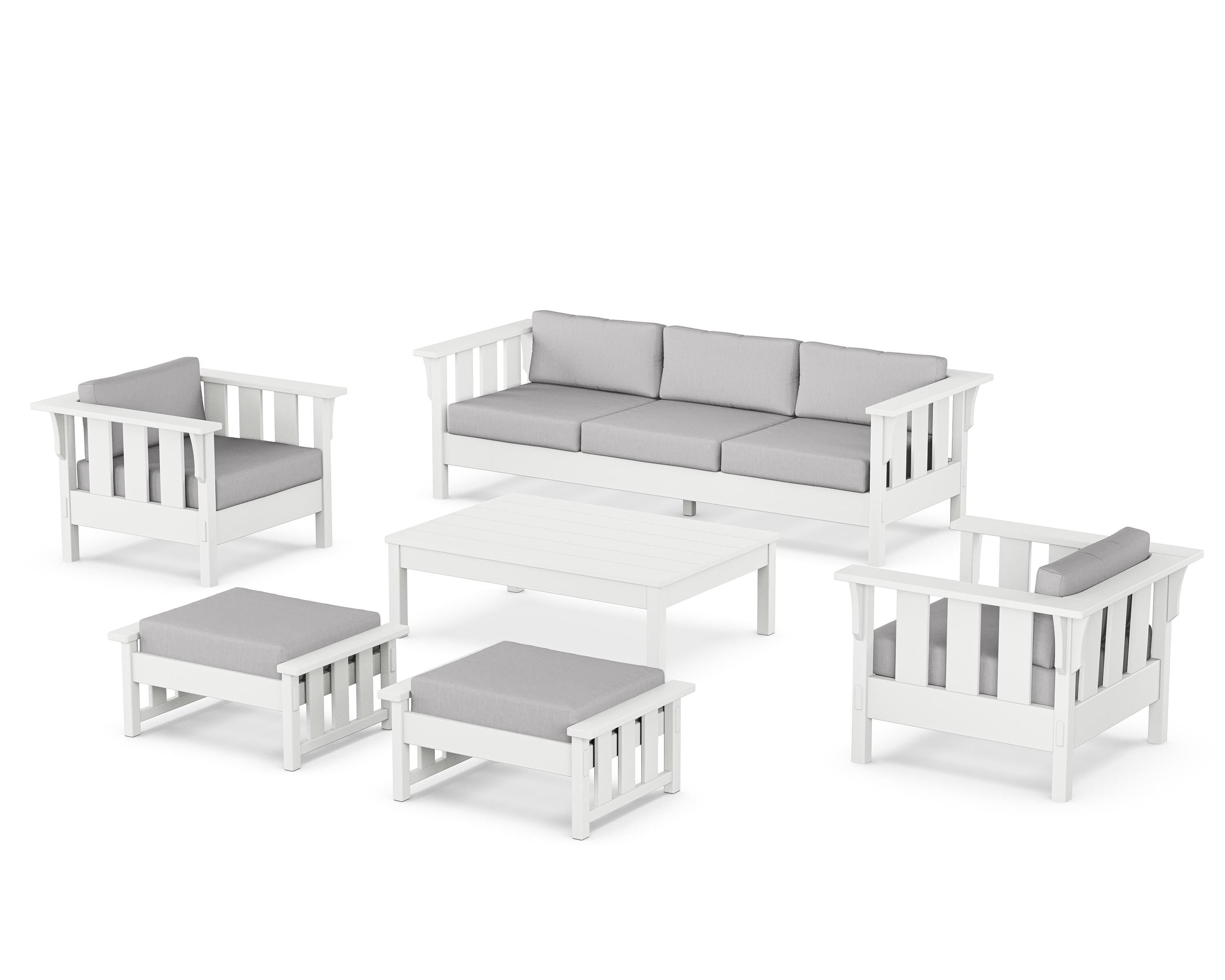 Martha Stewart by POLYWOOD® Acadia 6-Piece Lounge Sofa Set in White / Granite