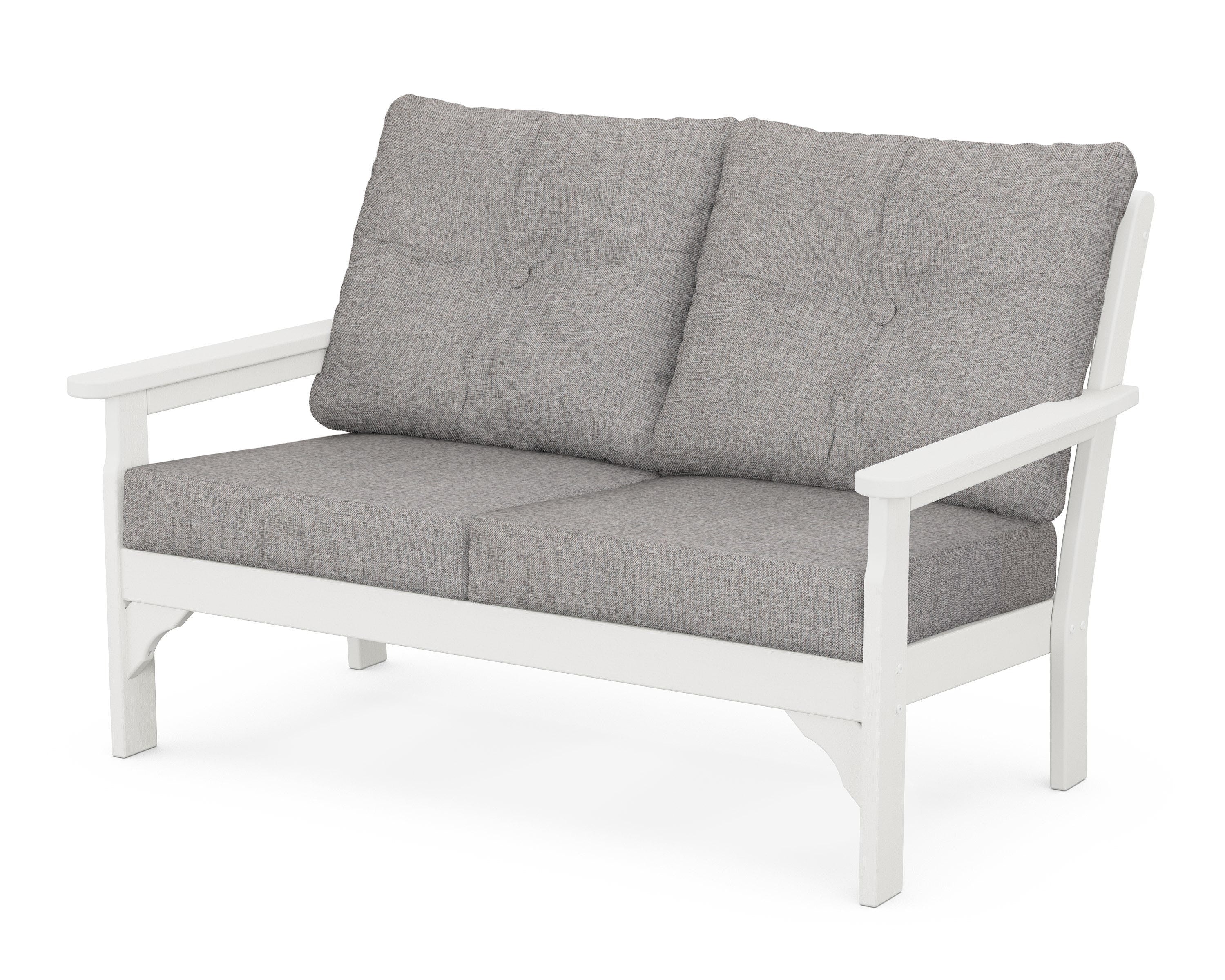 POLYWOOD® Vineyard Deep Seating Loveseat in Vintage White / Grey Mist