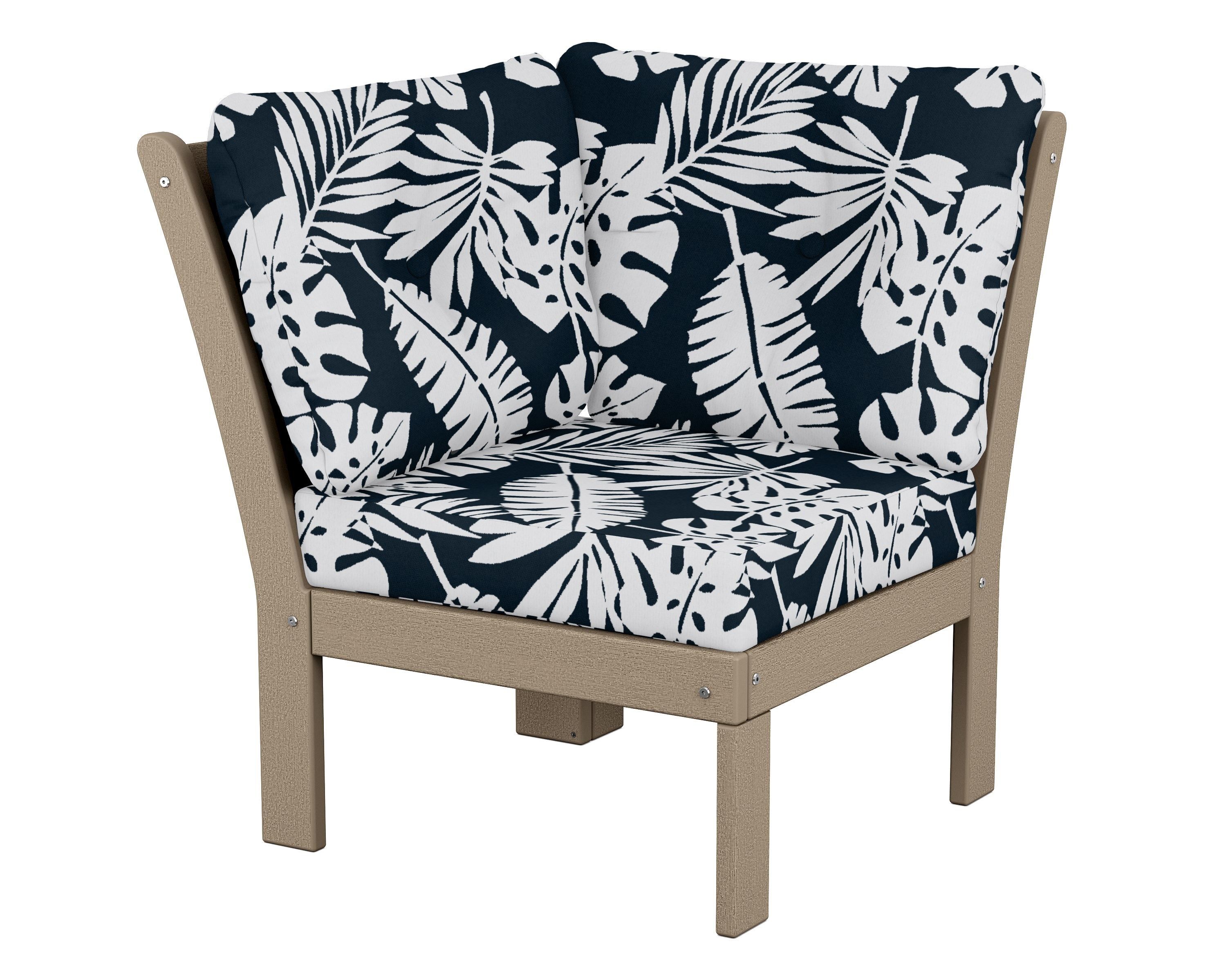 POLYWOOD® Vineyard Modular Corner Chair in Vintage Sahara / Leaf Marine Indigo