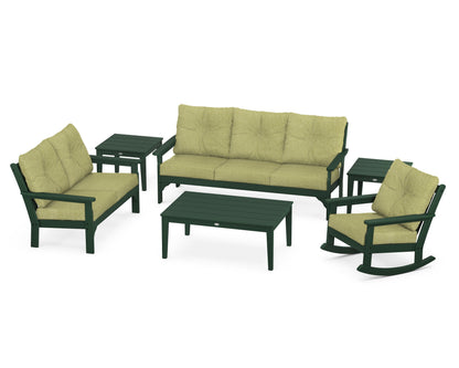 POLYWOOD® Vineyard 6-Piece Deep Seating Set in Green / Chartreuse Boucle