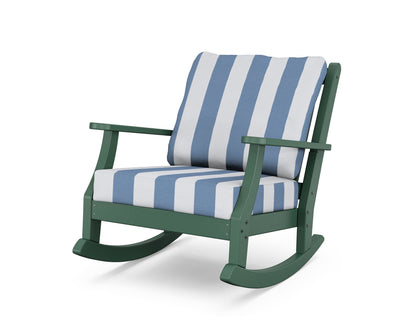 Country Living Wovendale Deep Seating Rocking Chair in Green / Cabana Stripe Sky Blue