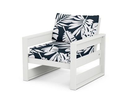 POLYWOOD® Westport Club Chair in White / Leaf Marine Indigo