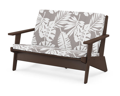 POLYWOOD® Riviera Modern Lounge Loveseat in Mahogany / Leaf Grey Mist
