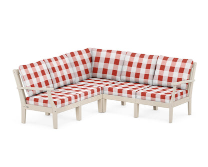 POLYWOOD® Braxton Modular 5-Piece Deep Seating Set in Sand / Buffalo Plaid Crimson