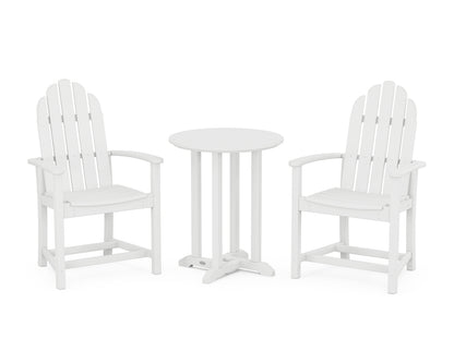 POLYWOOD® Classic Adirondack 3-Piece Round Bistro Dining Set in White