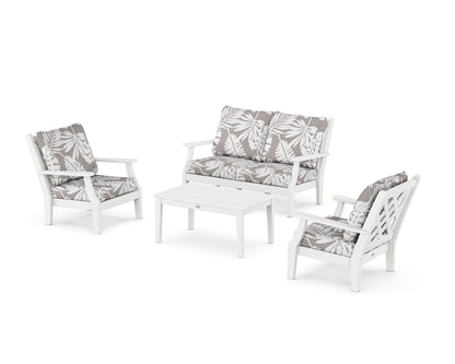 Country Living Wovendale 4-Piece Deep Seating Set with Loveseat in White / Leaf Grey Mist