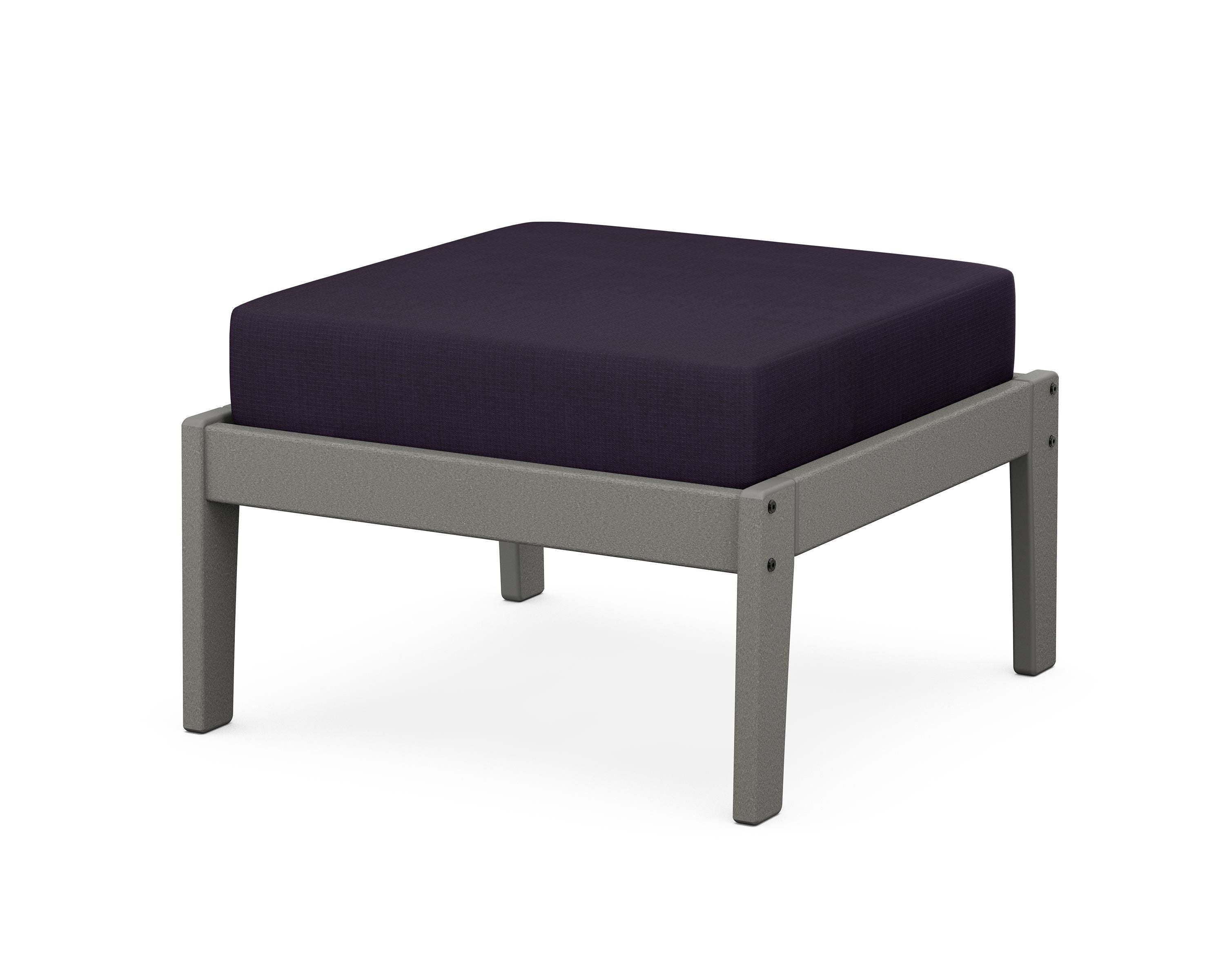 Unbranded Deep Seating Ottoman in Slate Grey / Navy Linen