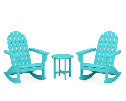 POLYWOOD® Vineyard 3-Piece Adirondack Rocking Chair Set in Aruba