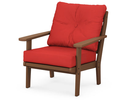 POLYWOOD® Lakeside Deep Seating Chair in Teak / Crimson Linen