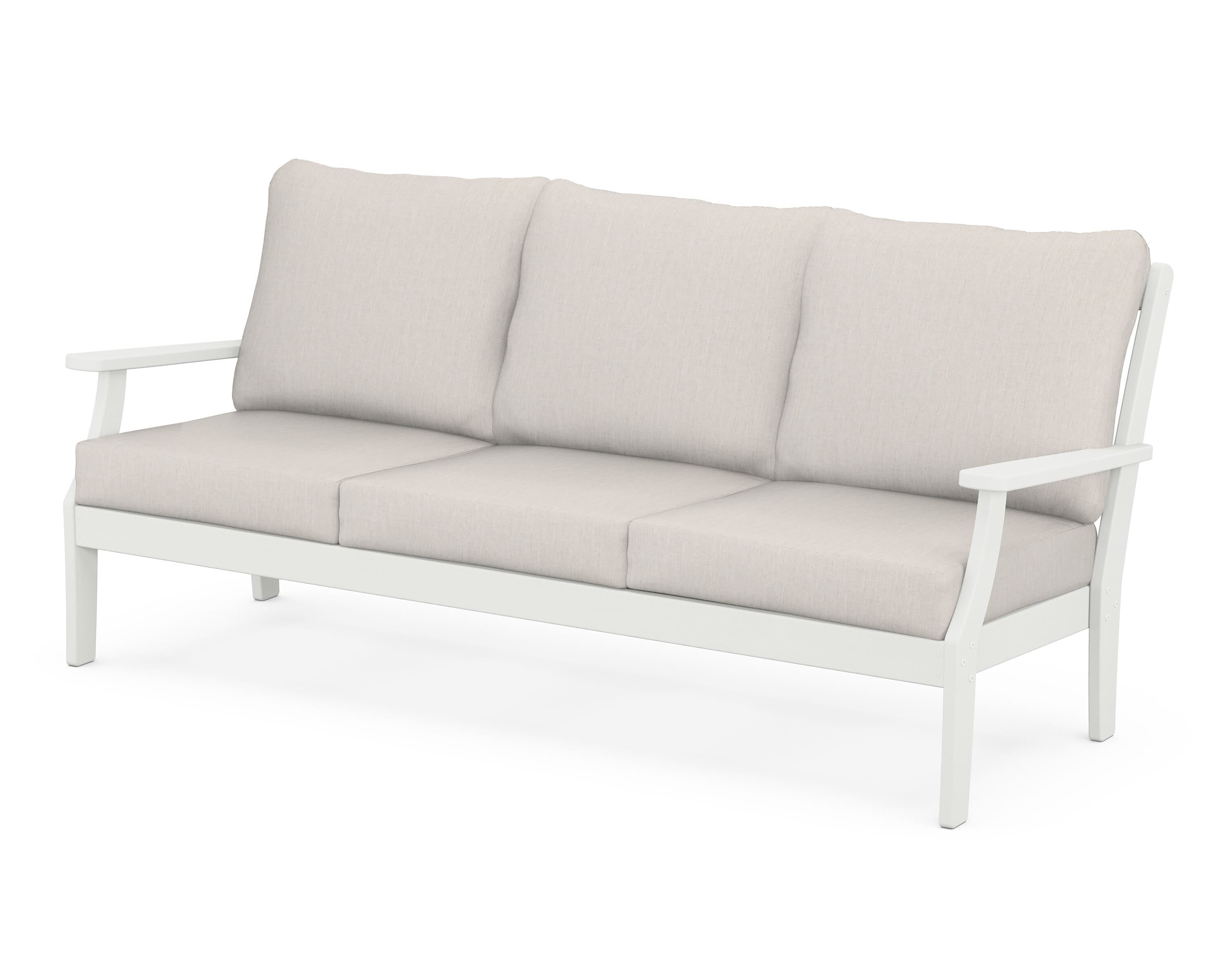 POLYWOOD® Braxton Deep Seating Sofa in Vintage White / Cast Ash