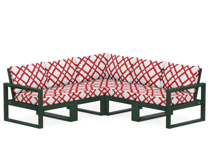 POLYWOOD® EDGE 5-Piece Modular Deep Seating Set in Green / Trellis Crimson