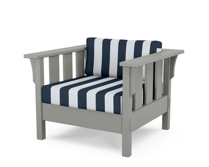 Martha Stewart by POLYWOOD® Acadia Deep Seating Chair in Slate Grey / Cabana Stripe Marine Indigo