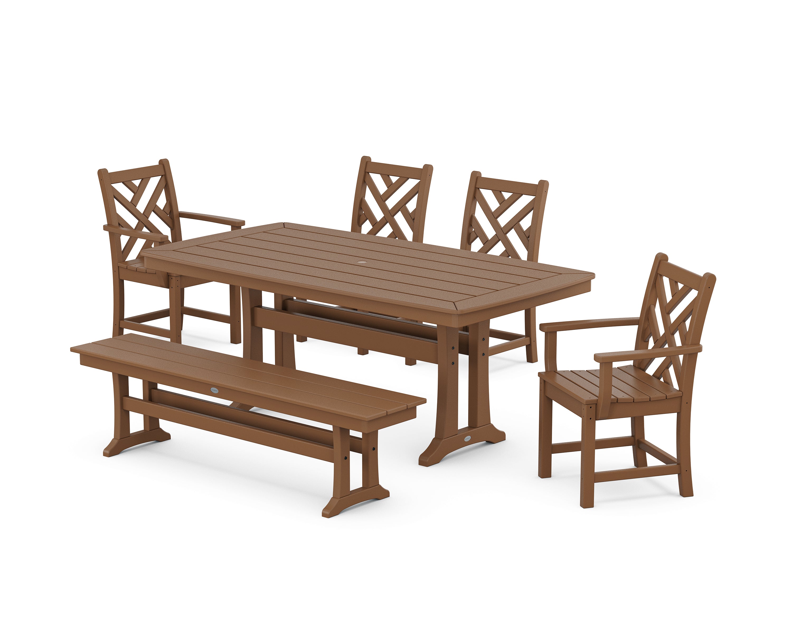 POLYWOOD® Chippendale 6-Piece Dining Set with Trestle Legs in Teak