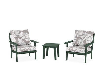 POLYWOOD® Prairie 3-Piece Deep Seating Set in Green / Leaf Grey Mist