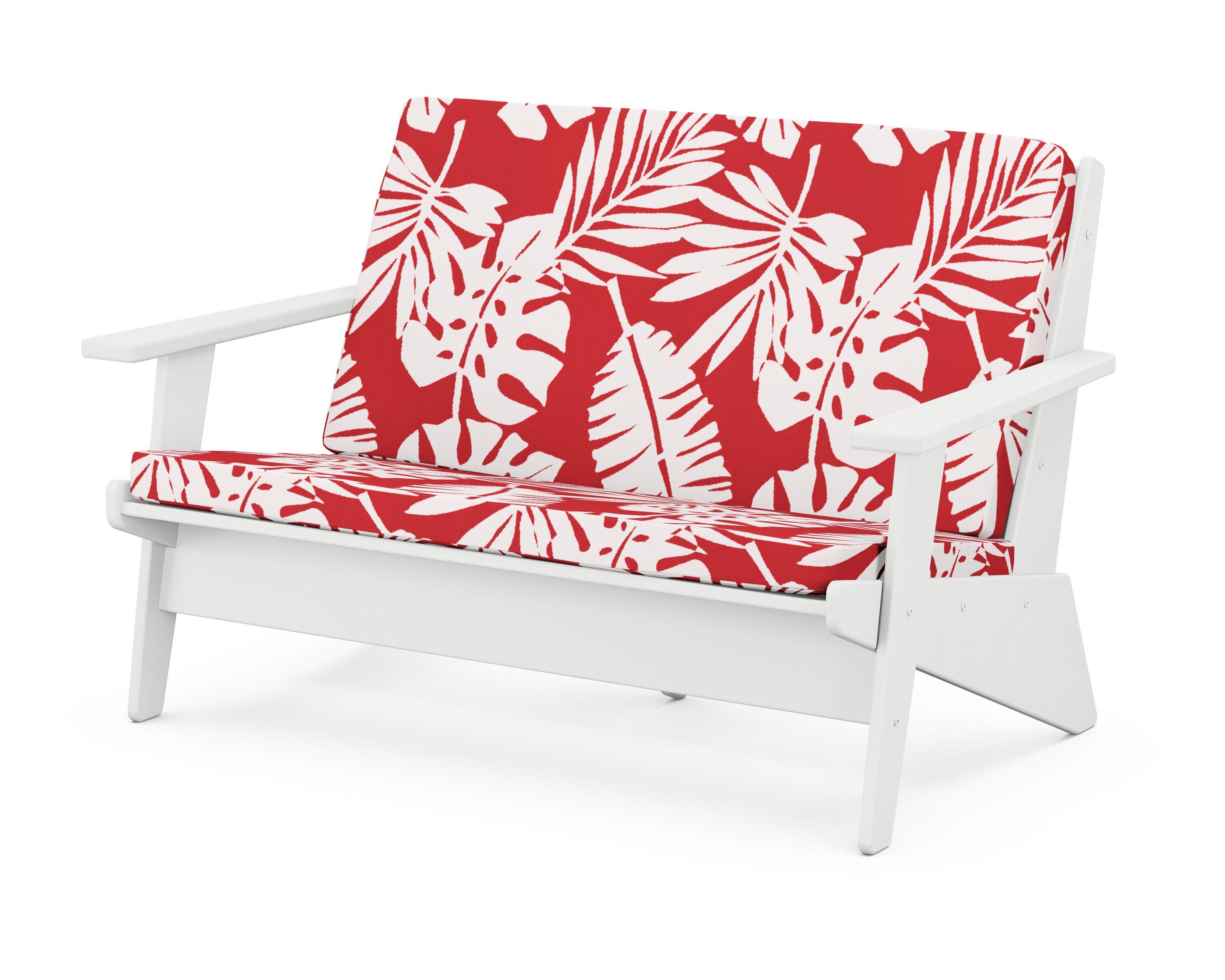 POLYWOOD® Riviera Modern Lounge Loveseat in White / Leaf Crimson