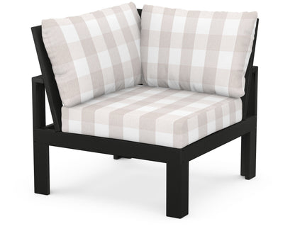 Unbranded Modular Corner Chair in Black / Buffalo Plaid Dune Burlap