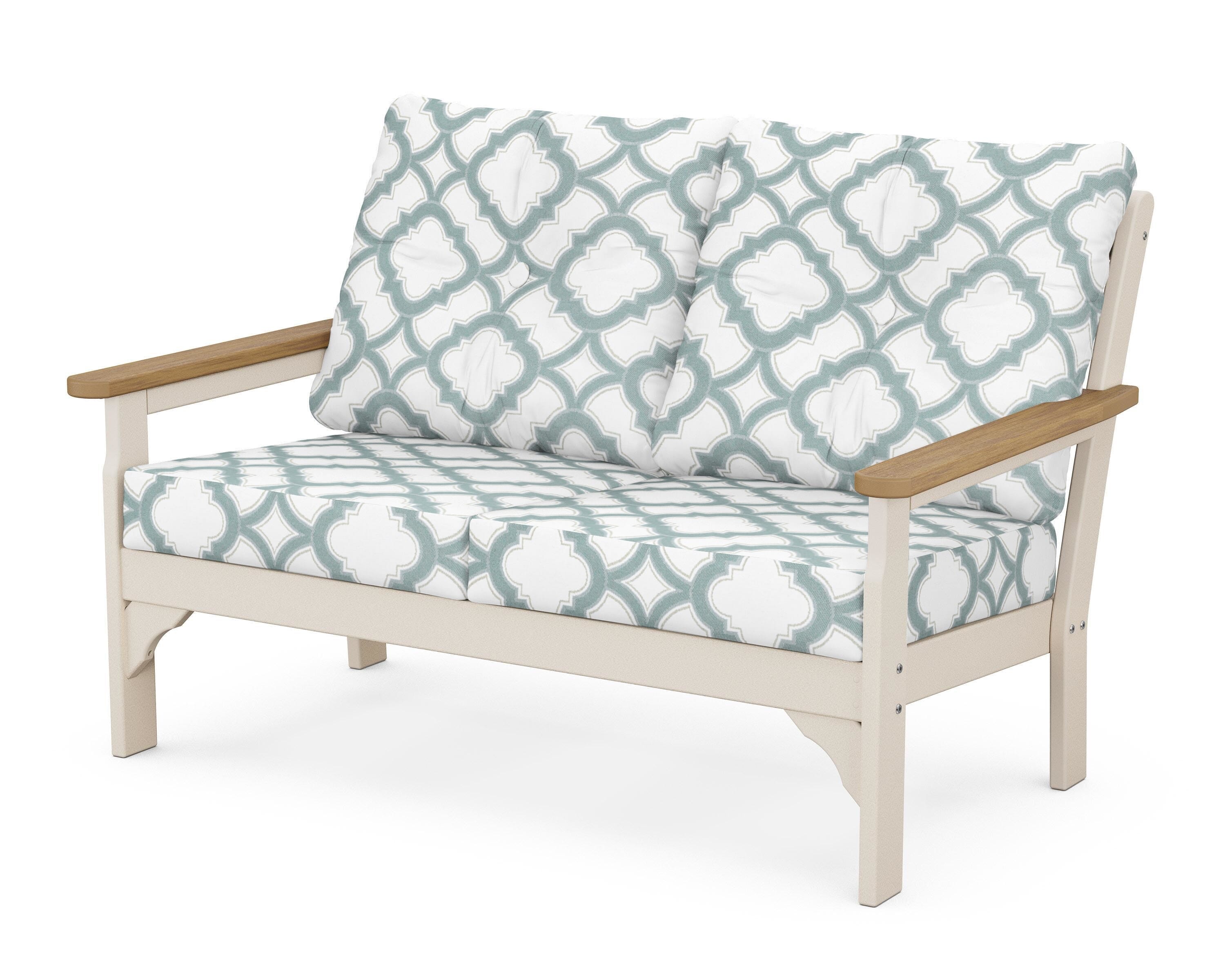 POLYWOOD® Vineyard Deep Seating Loveseat in Sand / Natural / Trellis Glacier Spa