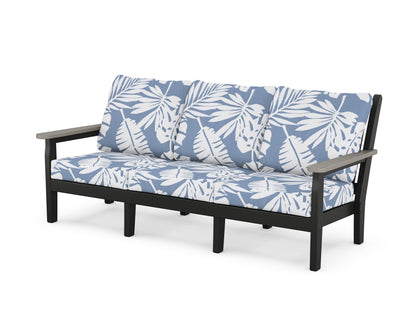 POLYWOOD® Chippendale Deep Seating Sofa in Black / Driftwood / Leaf Sky Blue