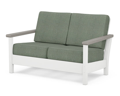 POLYWOOD® Harbour Deep Seating Loveseat in White / Driftwood / Cast Sage
