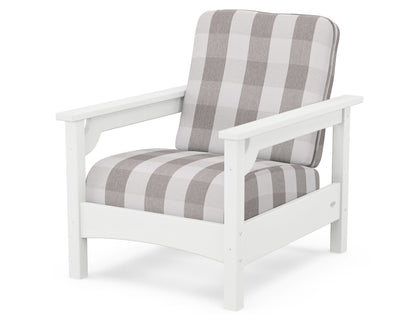 POLYWOOD® Club Chair in White / Buffalo Plaid Grey Mist