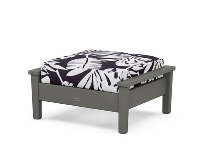 POLYWOOD® Prescott Deep Seating Ottoman in Slate Grey / Leaf Navy